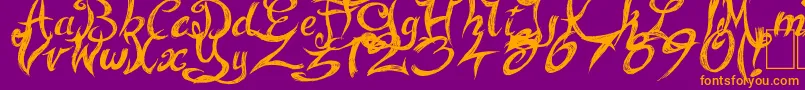 FairyStrange Font – Orange Fonts on Purple Background