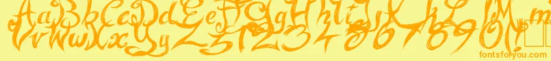 More about FairyStrange Font FairyStrange Font – Orange Fonts on Yellow Background