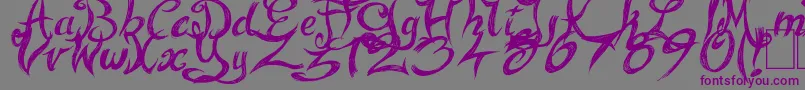 フォントFairyStrange – 紫色のフォント、灰色の背景