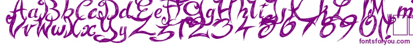 FairyStrange-Schriftart – Violette Schriften auf weißem Hintergrund