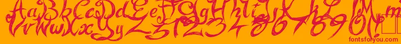 FairyStrange Font – Red Fonts on Orange Background