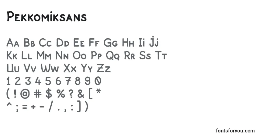 A fonte Pekkomiksans – alfabeto, números, caracteres especiais