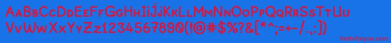 Pekkomiksans Font – Red Fonts on Blue Background