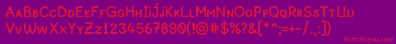 Pekkomiksans-fontti – punaiset fontit violetilla taustalla
