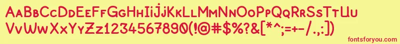 フォントPekkomiksans – 赤い文字の黄色い背景
