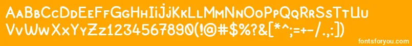 Pekkomiksans-Schriftart – Weiße Schriften auf orangefarbenem Hintergrund