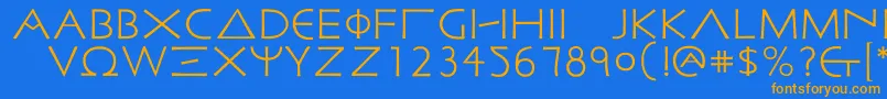 Подробнее о шрифте Malatestian Шрифт Malatestian – оранжевые шрифты на синем фоне