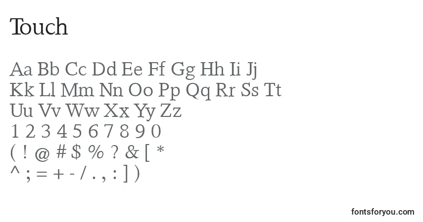 Czcionka Touch – alfabet, cyfry, specjalne znaki