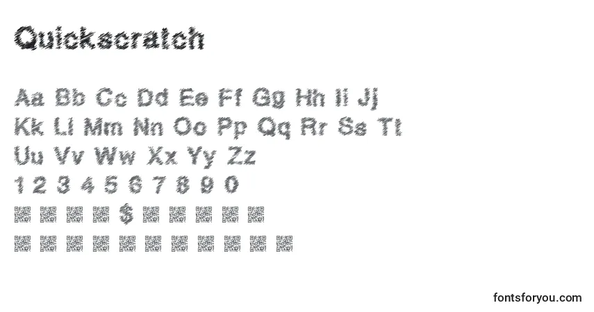 Czcionka Quickscratch – alfabet, cyfry, specjalne znaki