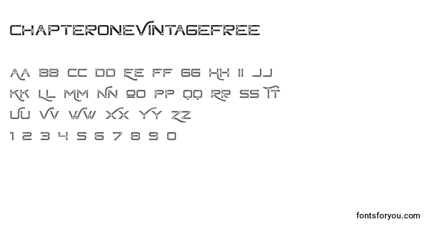 Czcionka ChapteroneVintageFree – alfabet, cyfry, specjalne znaki