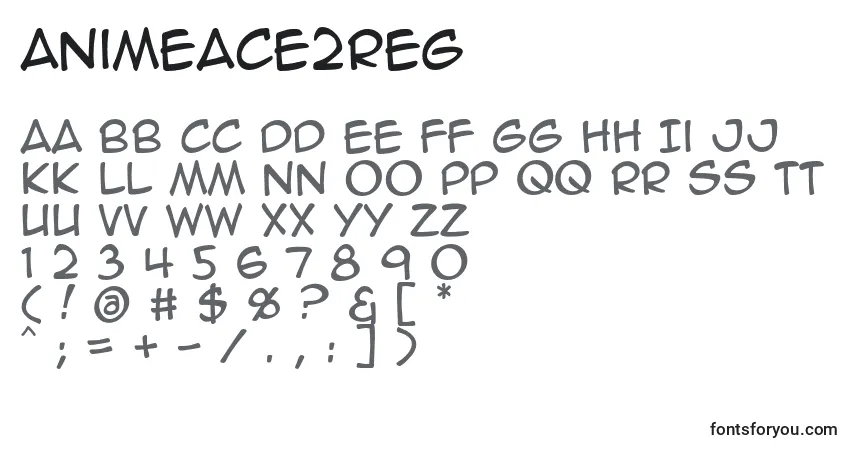 A fonte Animeace2Reg – alfabeto, números, caracteres especiais