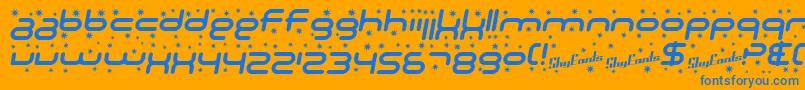 SfTechnodelightItalic Font – Blue Fonts on Orange Background