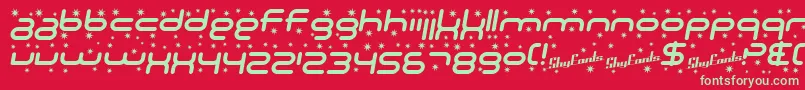 SfTechnodelightItalic Font – Green Fonts on Red Background