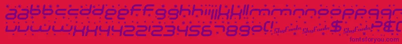フォントSfTechnodelightItalic – 赤い背景に紫のフォント