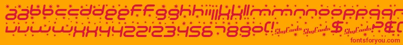 SfTechnodelightItalic-Schriftart – Rote Schriften auf orangefarbenem Hintergrund