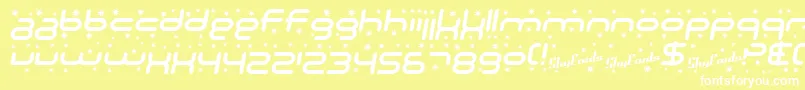 フォントSfTechnodelightItalic – 黄色い背景に白い文字