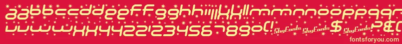 Шрифт SfTechnodelightItalic – жёлтые шрифты на красном фоне