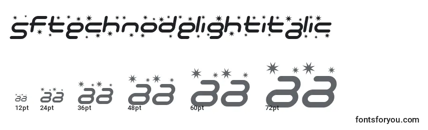 sizes of sftechnodelightitalic font, sftechnodelightitalic sizes