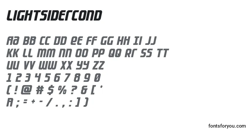 A fonte Lightsidercond – alfabeto, números, caracteres especiais
