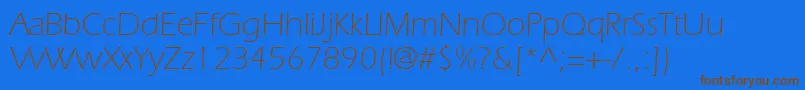 ItcerasstdLight-Schriftart – Braune Schriften auf blauem Hintergrund