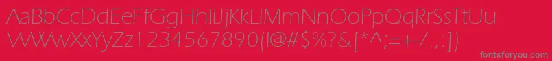 ItcerasstdLight-Schriftart – Graue Schriften auf rotem Hintergrund