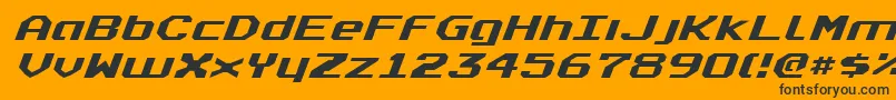 RealpolitikExpandedItalic-Schriftart – Schwarze Schriften auf orangefarbenem Hintergrund