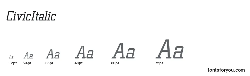 CivicItalic Font Sizes