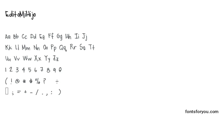 Czcionka EditoMiHijo – alfabet, cyfry, specjalne znaki