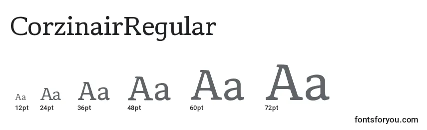 CorzinairRegular Font Sizes