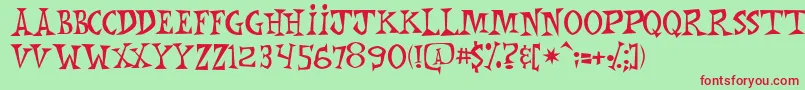 Czcionka MonkeyChunks – czerwone czcionki na zielonym tle