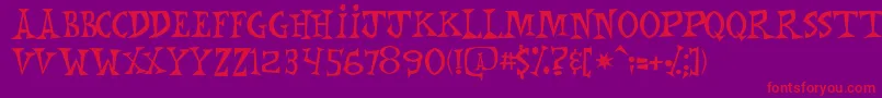 MonkeyChunks-Schriftart – Rote Schriften auf violettem Hintergrund