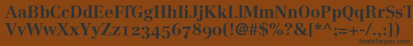 Czcionka LinotypeCentennial75BoldOldstyleFigures – czarne czcionki na brązowym tle