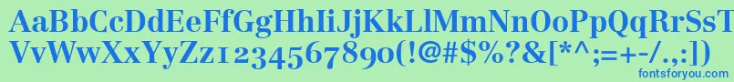 Шрифт LinotypeCentennial75BoldOldstyleFigures – синие шрифты на зелёном фоне