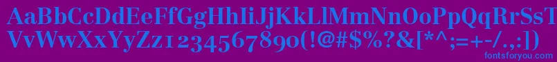 フォントLinotypeCentennial75BoldOldstyleFigures – 紫色の背景に青い文字