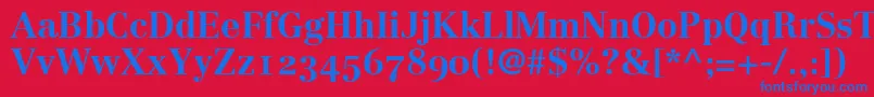 Шрифт LinotypeCentennial75BoldOldstyleFigures – синие шрифты на красном фоне