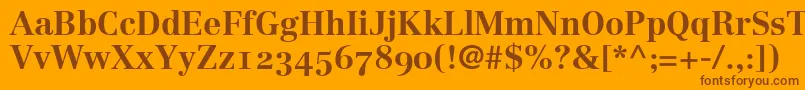 Więcej informacji o czcionce LinotypeCentennial75BoldOldstyleFigures Czcionka LinotypeCentennial75BoldOldstyleFigures – brązowe czcionki na pomarańczowym tle