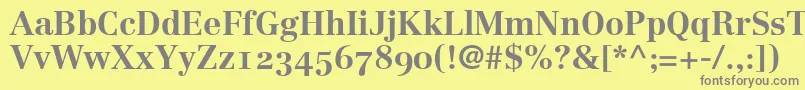 フォントLinotypeCentennial75BoldOldstyleFigures – 黄色の背景に灰色の文字