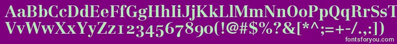Шрифт LinotypeCentennial75BoldOldstyleFigures – зелёные шрифты на фиолетовом фоне