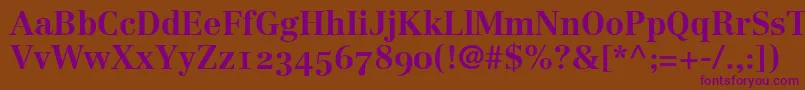LinotypeCentennial75BoldOldstyleFigures-Schriftart – Violette Schriften auf braunem Hintergrund