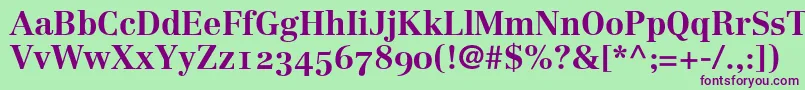 LinotypeCentennial75BoldOldstyleFigures-fontti – violetit fontit vihreällä taustalla