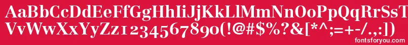 Czcionka LinotypeCentennial75BoldOldstyleFigures – białe czcionki na czerwonym tle