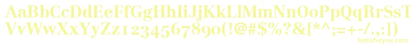 LinotypeCentennial75BoldOldstyleFigures-Schriftart – Gelbe Schriften auf weißem Hintergrund