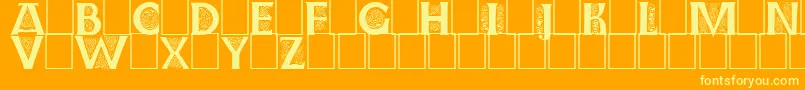 Weitere Informationen zur Farnoein-Schriftart Farnoein-Schriftart – Gelbe Schriften auf orangefarbenem Hintergrund