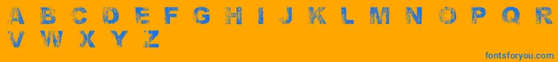 WetarialRegular-Schriftart – Blaue Schriften auf orangefarbenem Hintergrund