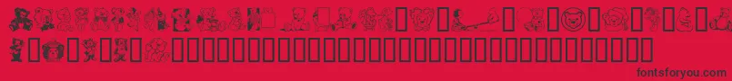 Teddytoo-Schriftart – Schwarze Schriften auf rotem Hintergrund
