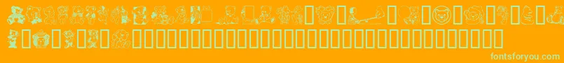 Teddytoo-Schriftart – Grüne Schriften auf orangefarbenem Hintergrund