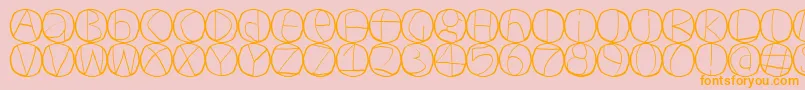 フォントCirculum – オレンジの文字がピンクの背景にあります。