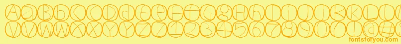 フォントCirculum – オレンジの文字が黄色の背景にあります。