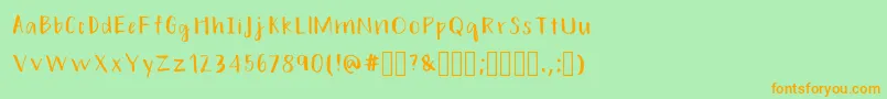 HandsonRegular Font – Orange Fonts on Green Background