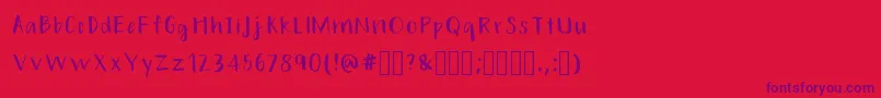 HandsonRegular Font – Purple Fonts on Red Background